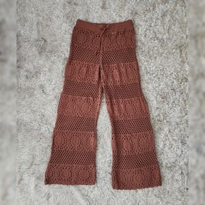 Aerie Crochet Party Pants Horizon Brown Women's Size Medium‎